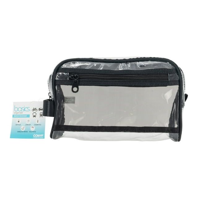 Basics Transparent PVC with Black Webbed Handle & Piping with Easy Access Side Pocket