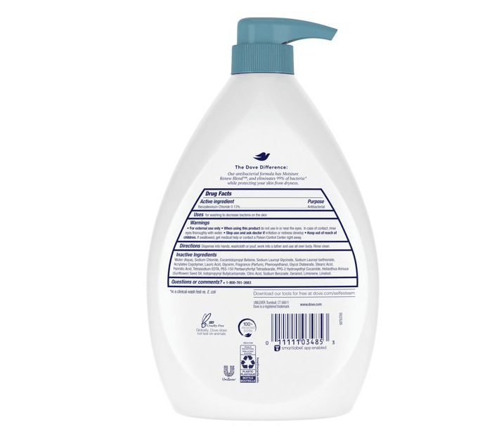 Dove Care & Protect Antibacterial Liquid Body Wash; 34 oz