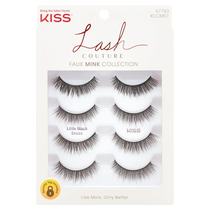 KISS Lash Couture Faux Mink False Eyelashes, Little Black Dress, 4 Pairs