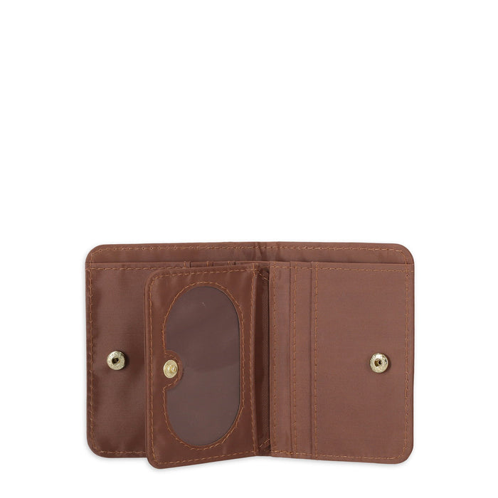 Time and Tru Women's Sharon Two Fold Wallet Vinyl Solid Brown