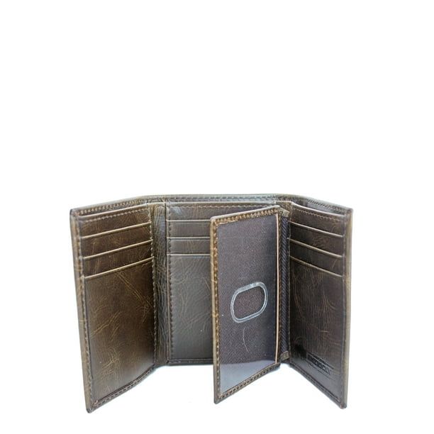 George Men's Genuine American Bison Leather Trifold Wallet