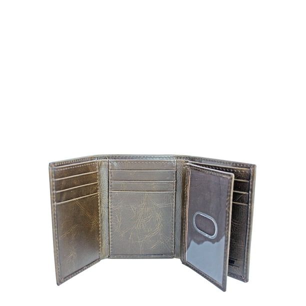 George Men's Genuine American Bison Leather Trifold Wallet