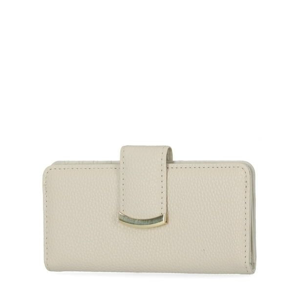 Time and Tru Women's Alexandra Slim Wallet Vinyl Solid Cream