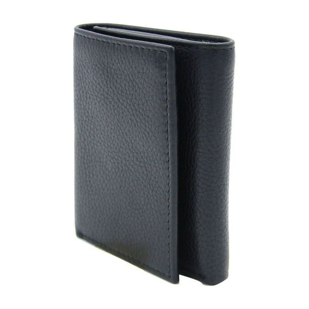 George Men's Trifold Flip Milled Wallet - Black