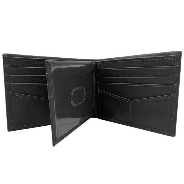 George Men's Genuine Milled Leather Bifold Wallet with Wing Black, RFID Protected, Men Ages 16 to 99