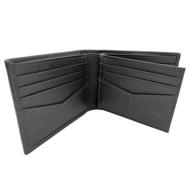 George Men's Genuine Milled Leather Bifold Wallet with Wing Black, RFID Protected, Men Ages 16 to 99