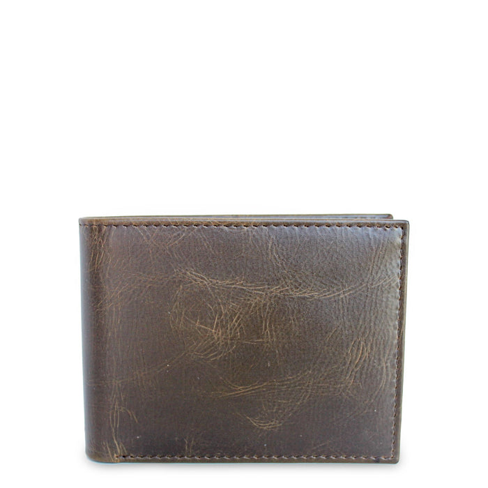 George Men's Genuine American Bison Leather Bifold Wallet with Wing, River Tan, Ages 16 to 99