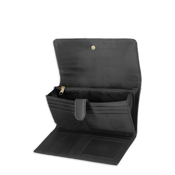Time and Tru Women's Piper File Master Wallet Vinyl Solid Black