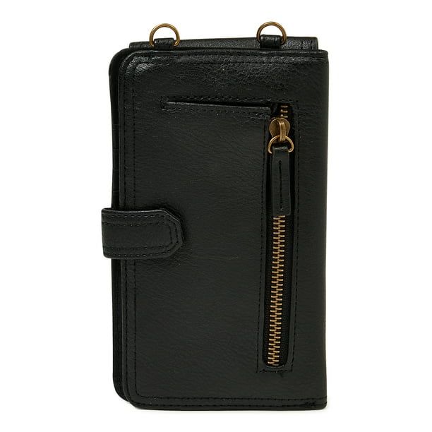 Time and Tru Women's Natalie Phone Case Cellie Wallet on a String Black