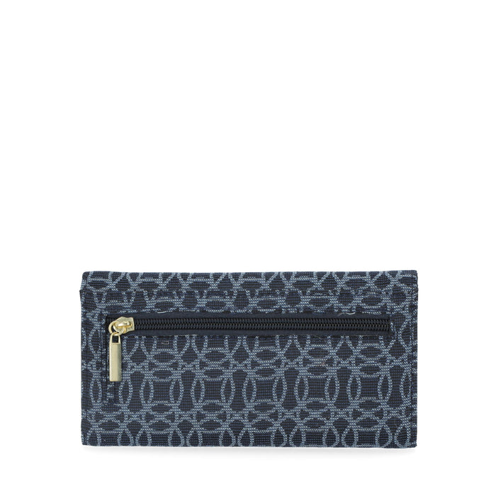 Time and Tru Women's Piper File Master Clutch Wallet Polyester Blue Jacquard