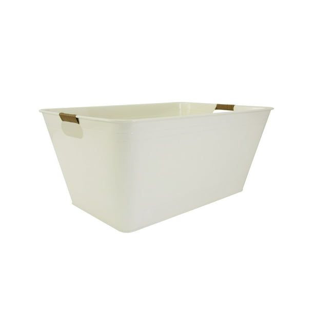 Better Homes & Gardens- White Large Rectangle Galvanized Beverage Tub, 21.96" L x 14.96" W x 10" H