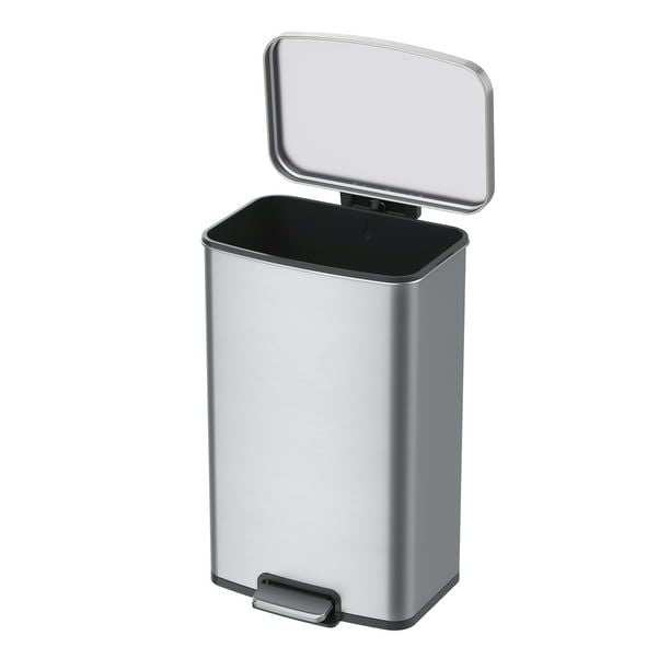 Better Homes & Gardens 13.2 Gallon Rectangular Stainless Steel Trash Can, Kitchen Step Trash Can