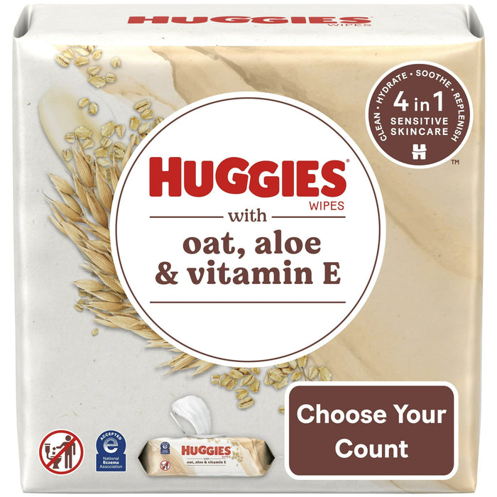 Huggies Wipes with Oat, Aloe & Vitamin E, Unscented, 3 Pack, 168 Total Ct (Select for More Options)