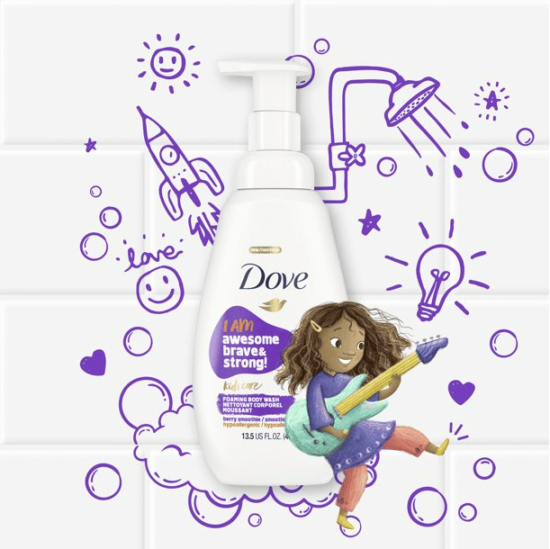 Dove Kids Care Foaming Body Wash Berry Smoothie Hypoallergenic Skin Care For Kids 13.5 oz