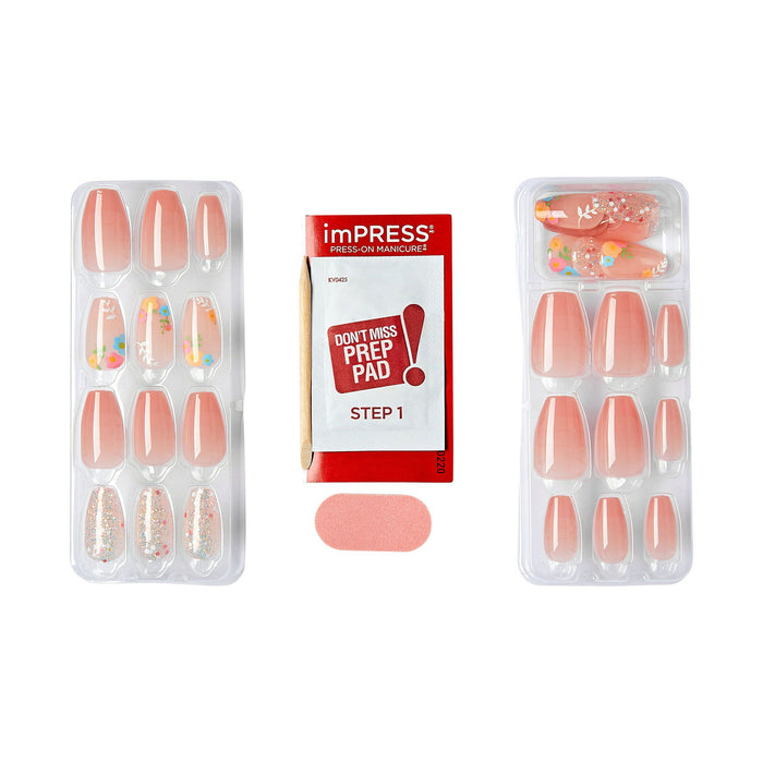 KISS imPRESS Medium Coffin Gel Press-On Nails, Glossy Light Pink, 30 Pieces