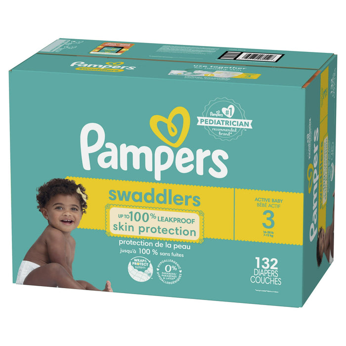 Pampers Swaddlers Diapers Size 3, 132 Count