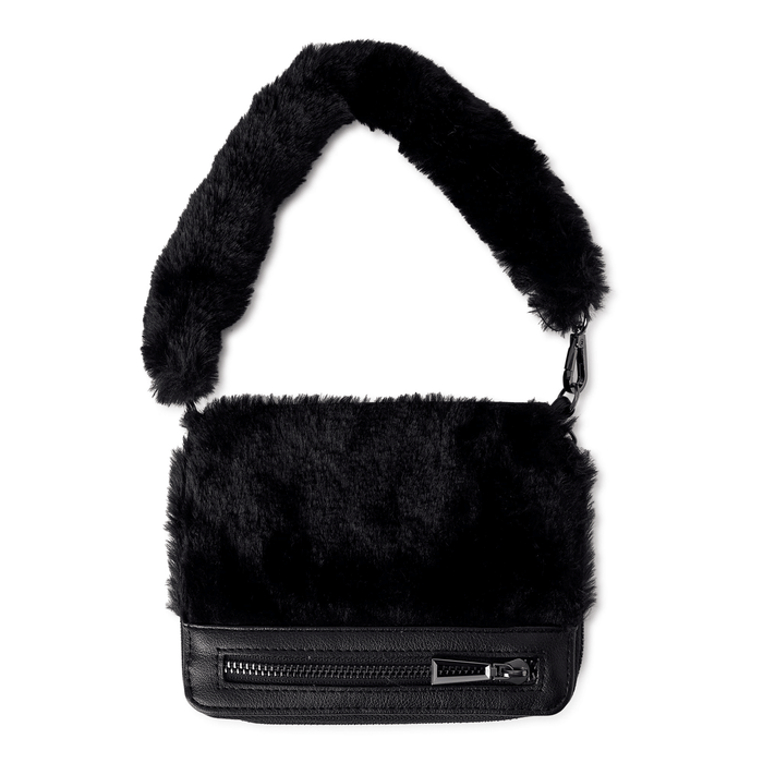 No Boundaries Women's Anika Fur Wallet Black