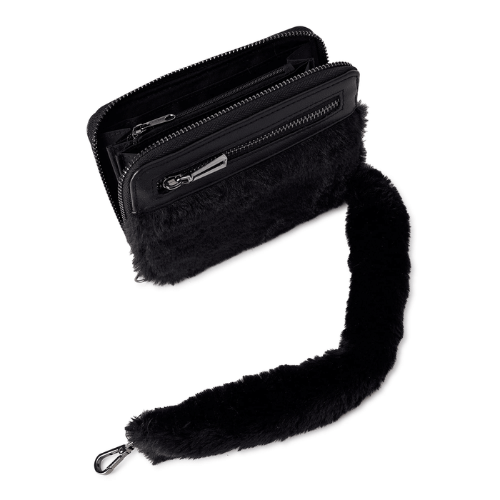 No Boundaries Women's Anika Fur Wallet Black