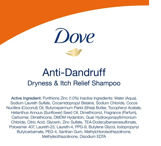 Dove Anti Dandruff Shampoo; DermaCare Dry Scalp Treatment with Pyrithione Zinc for Dry Scalp; 12 oz