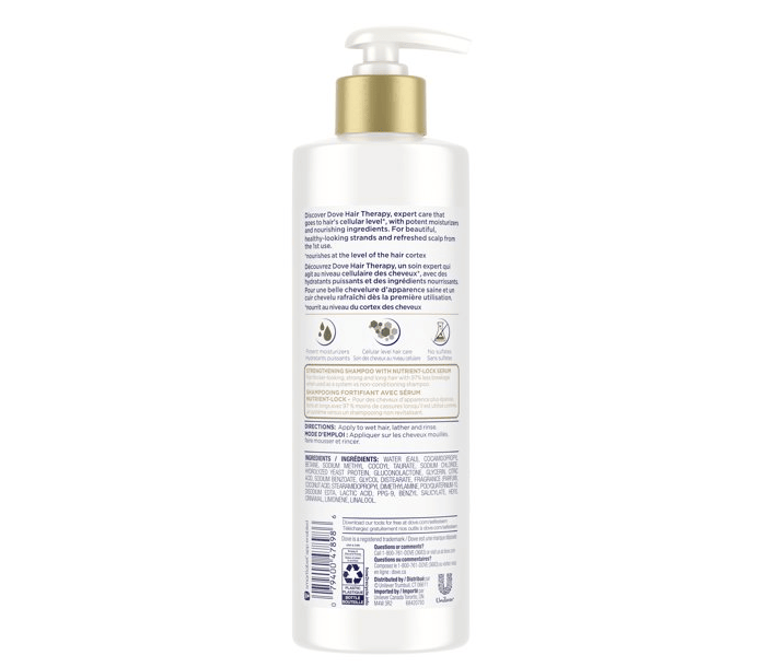 Dove Strengthening Shampoo; Breakage Remedy with Nutrient-Lock Serum for Damaged Hair; 13.5 oz