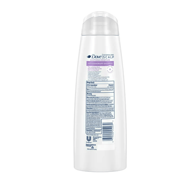 Dove Anti-Dandruff Shampoo; Dermacare Scalp; Soothing Moisture pH Balanced Formula ; 12 oz