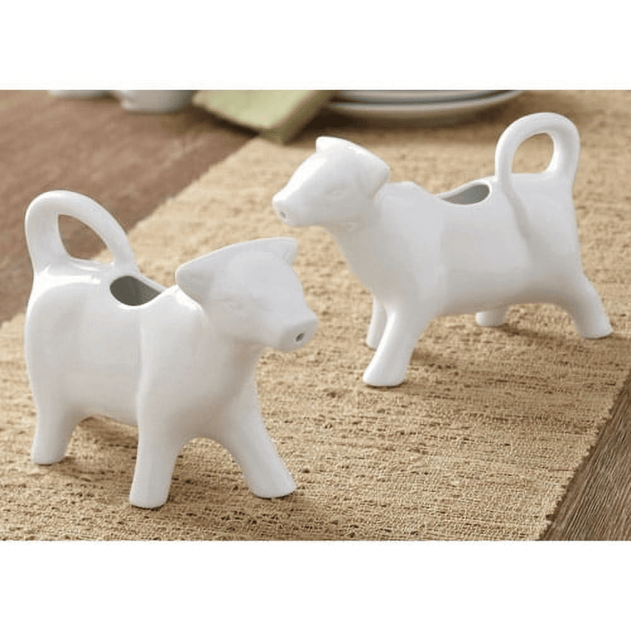 Better Homes & Gardens Cow Creamers, White Porcelain, Set of 2