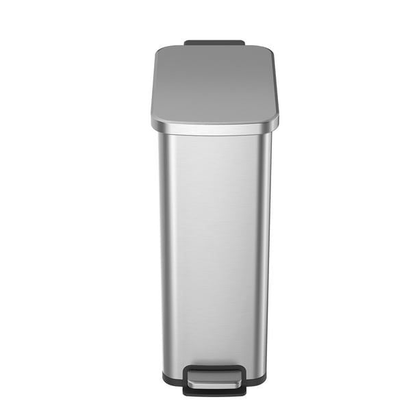 Better Homes & Gardens 7.9 Gallon Slim Trash Can, Stainless Steel Kitchen Step Trash Can