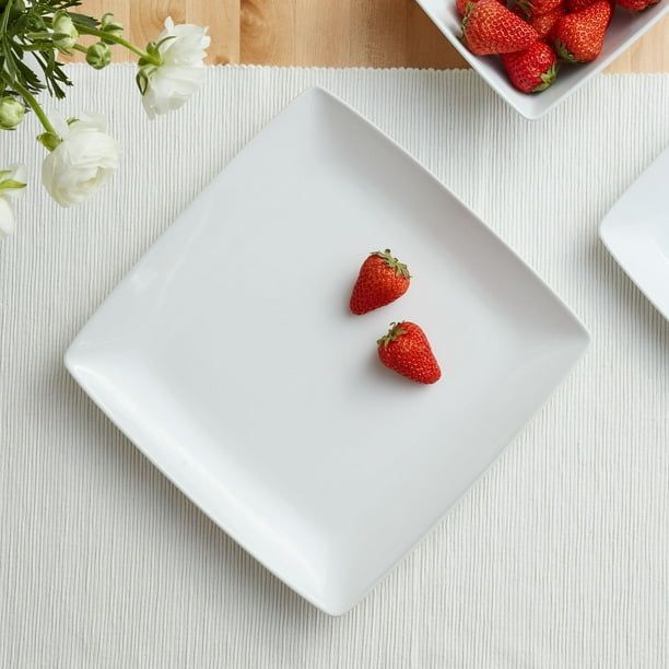 Better Homes & Gardens Loden Porcelain Square-Shaped Dinner Plate, White