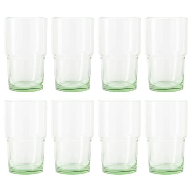 Better Homes & Gardens Clear Green Glass, Glassware, 8 Pack, 15 oz