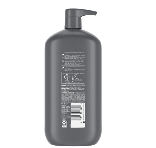 Dove Men+Care Elements Blue Eucalyptus+Birch Liquid Body Wash Cleanser; 30 oz