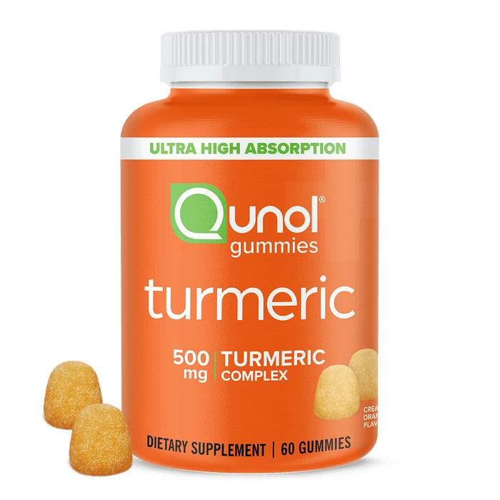 Qunol Turmeric Curcumin Gummies, 500mg, Ultra High Absorption, Joint Support Herbal Supplement, 60 Count