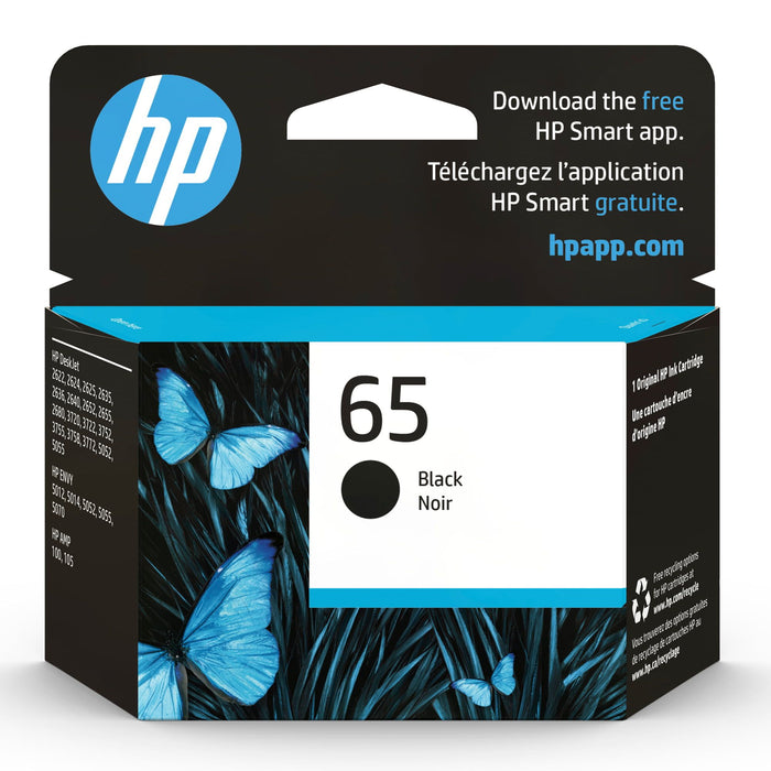 HP 65 Ink Cartridge, Black (N9K02AN)