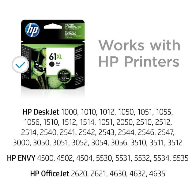 HP 61XL Ink Cartridge, Black (CH563WN)