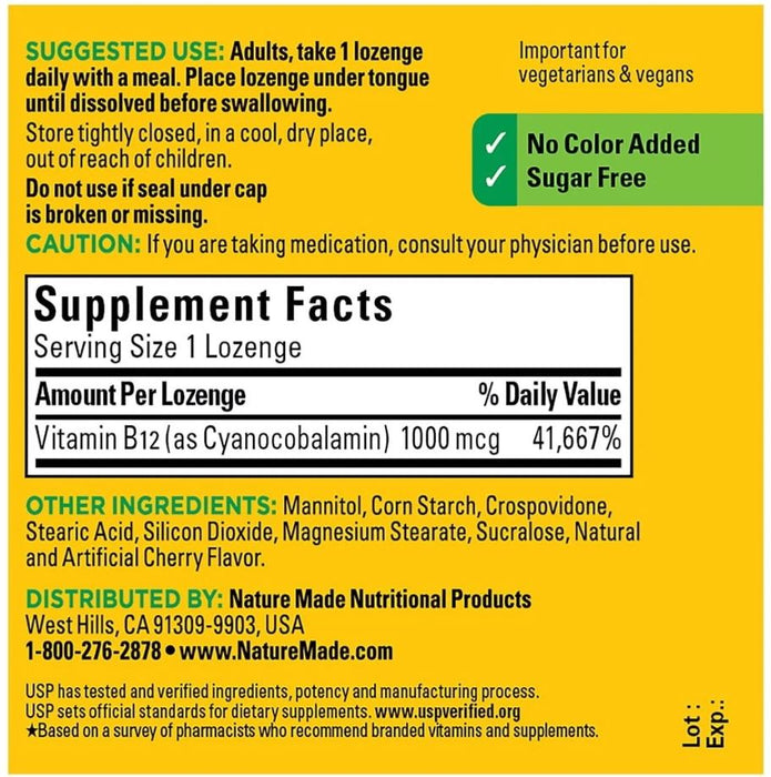 Nature Made Sublingual Vitamin B12 1000 mcg 50 Lozenges