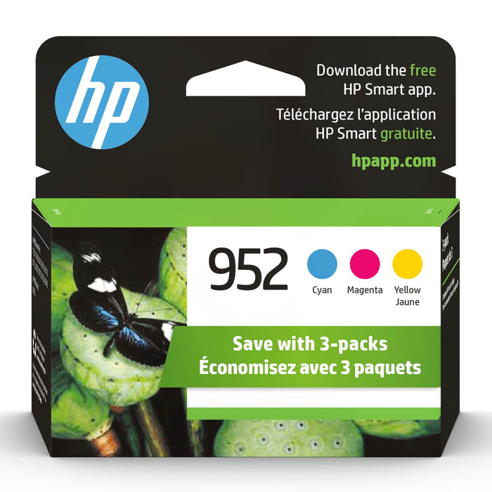 HP 952 Ink Cartridges - Cyan, Magenta, Yellow, 3 Cartridges (N9K27AN)