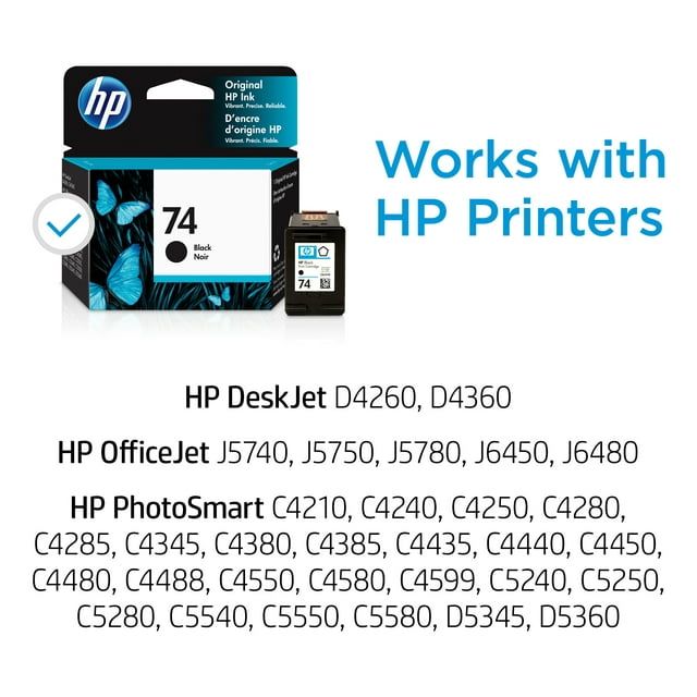 HP 74 Ink Cartridge, Black (CB335WN)