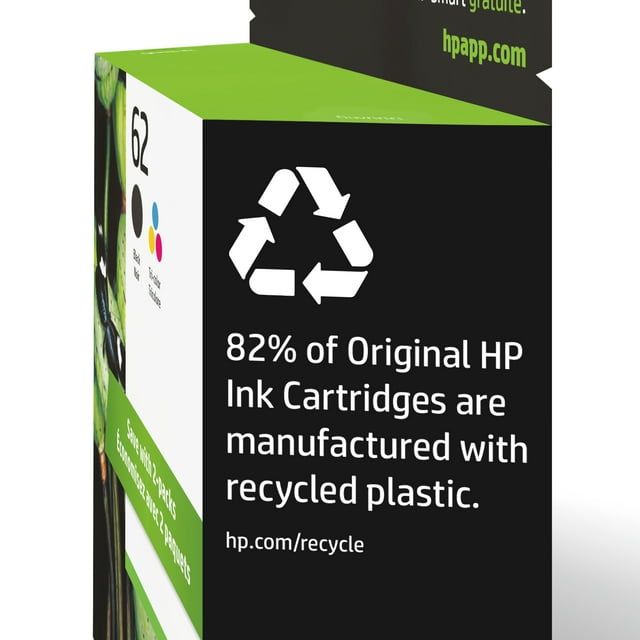 HP 62 Ink Cartridges - Black, Tri-color, 2 Cartridges (N9H64FN)