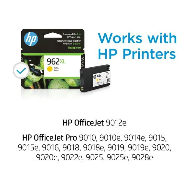 HP 962XL Ink Cartridge, Yellow (3JA02AN)