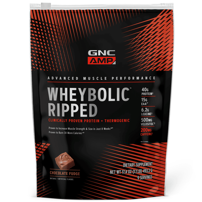 GNC AMP Wheybolic? Ripped Protein Powder, Chocolate Fudge, 1.1 lbs, 40g Whey Protein