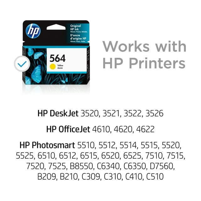 HP 564 Ink Cartridge, Yellow (CB320WN)