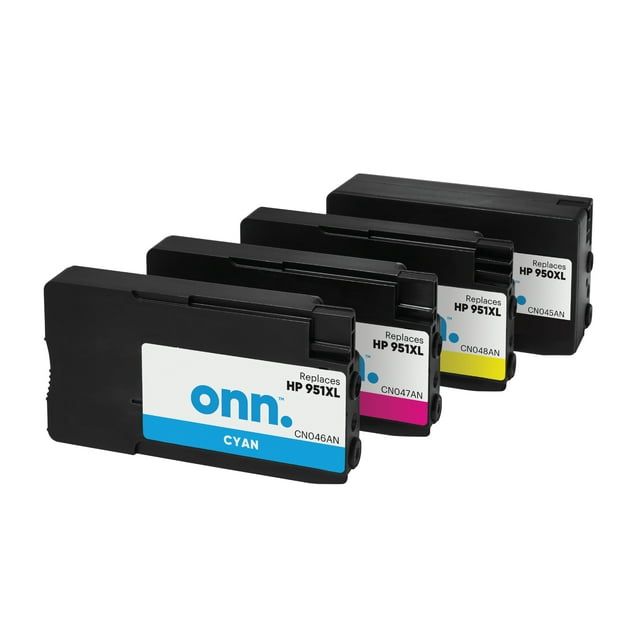 onn. Remanufactured HP 950XL/951XL High Yield Black, Cyan, Magenta, Yellow Inkjet Cartridges 4-Pack