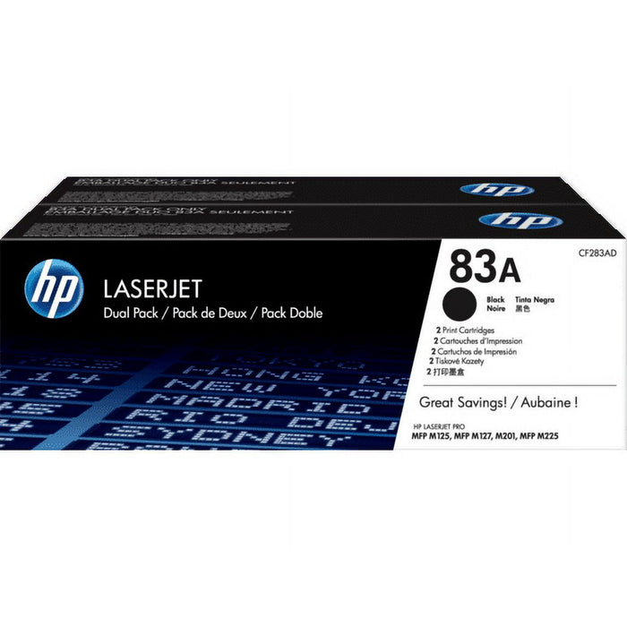 HP 83A (CF283AD) Toner Cartridges - Black (2 pack)