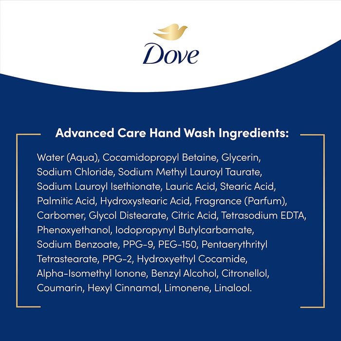 Dove Advanced Care Hand Wash Deep Moisture 4 Count for Soft, Smooth Skin, More Moisturizers than the Leading Ordinary Hand Soap, 12 oz
