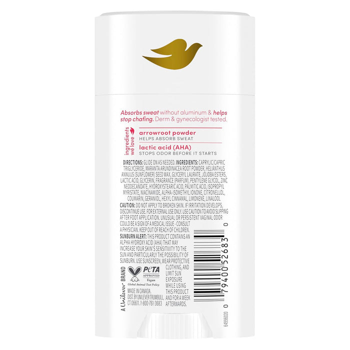 Dove Whole Body Deo Aluminum Free Anti-Chafe Deodorant Stick for Women Berry Blush 2.4 oz