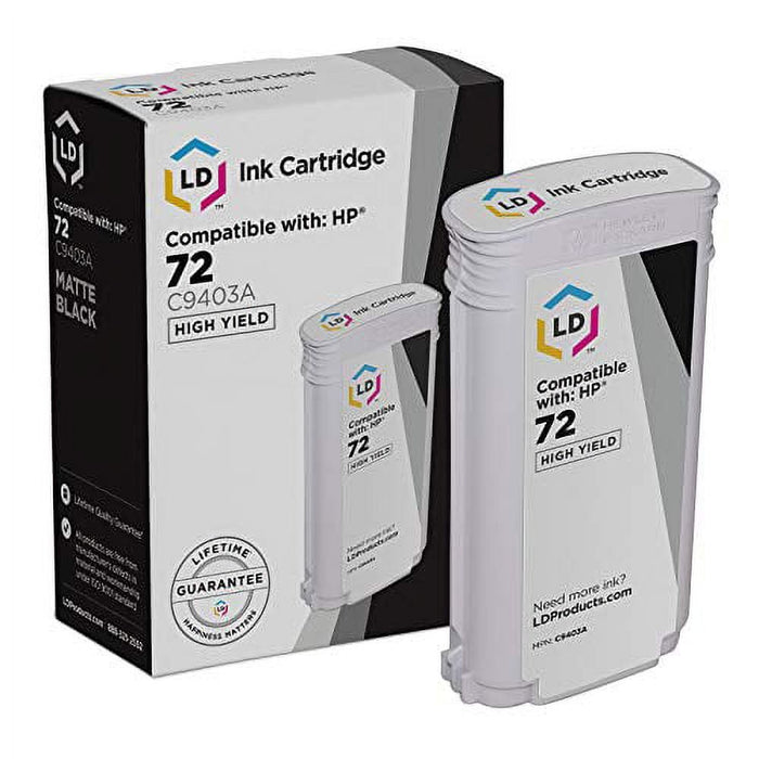 LD Remanufactured Replacement for HP 72 C9403A High Yield Matte Black Ink Cartridge for DesignJet T1100, T1120ps, T1200, T1200ps, T1300, T2300, T2300 PostScript, T610, T620, T770, T790, T795