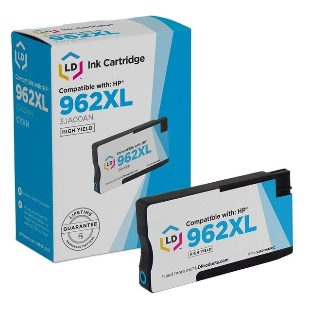 Ld remanufactured replacement for HP 962xl / 3ja00an high yield cyan ink cartridge for officejet pro 9025, 9020, 9018, 9015, 9010