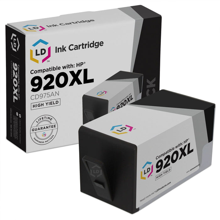 Compatible HP 920XL Set of 4 Inkjet Cartridges: 1 Black CD975AN, Cyan CD972AN, Magenta CD973AN, and Yellow CD974AN with INK INDICATOR CHIPS