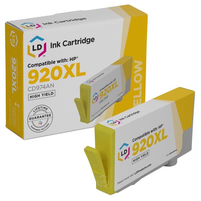 Compatible HP 920XL Set of 4 Inkjet Cartridges: 1 Black CD975AN, Cyan CD972AN, Magenta CD973AN, and Yellow CD974AN with INK INDICATOR CHIPS