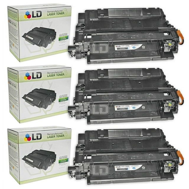 LD Compatible HP 55X CE255X High Yield Black Toner Cartridge 3-Pack for LaserJet Enterprise 500 MFP M525dn, 500 MFP M525f, flow MFP M525c, M521dn MFP, MFP M521dw, P3015dn, P3015n, P3015x