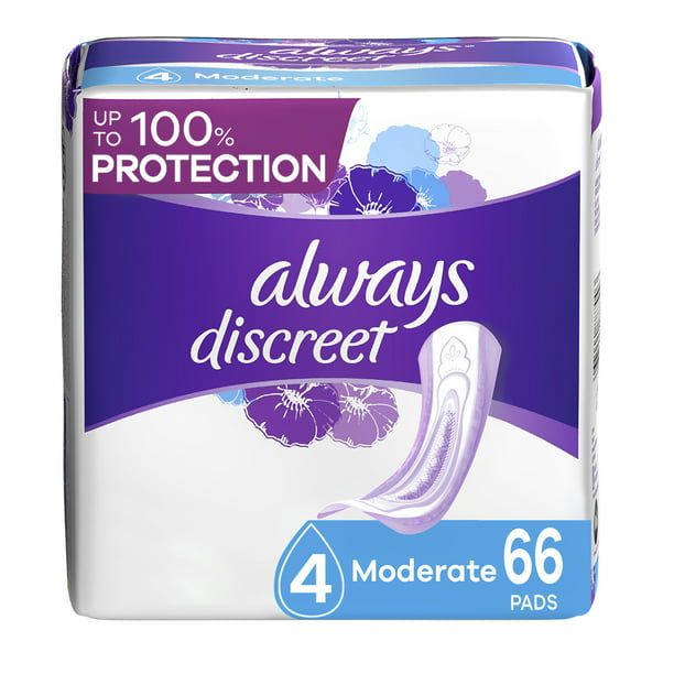 Always Discreet Incontinence Pads for Women; Moderate 66 Count